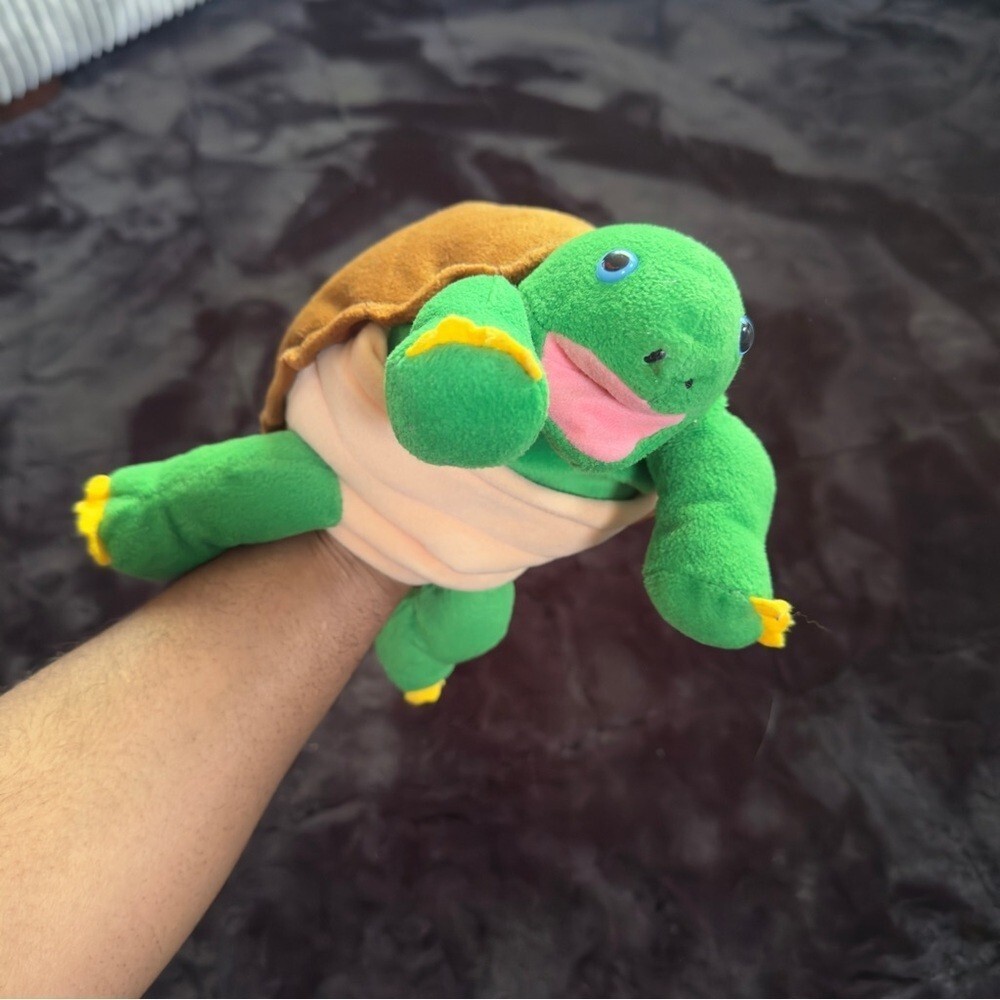 Dakin‎ 1994 Green Brown Turtle Hand Puppet Plush Toys